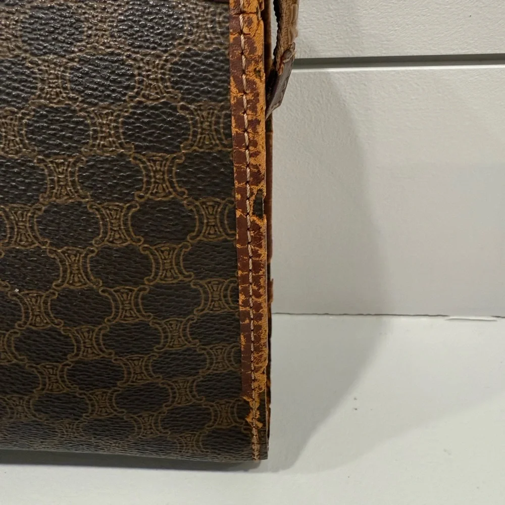 Celine Clutch Bag Purse Macadam PVC Brown Authentic - Picture 2 of 12